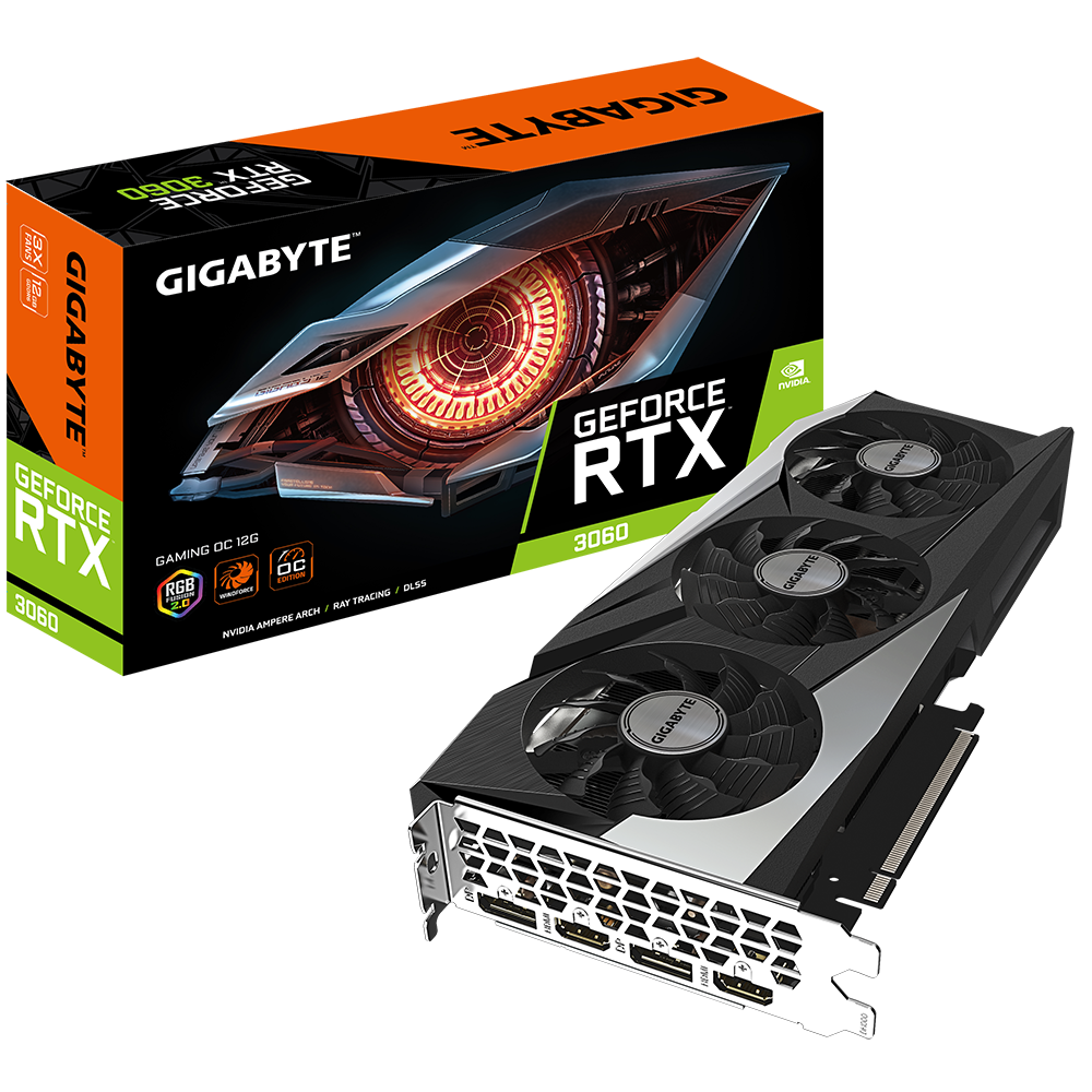 

Видеокарта GIGABYTE GeForce RTX 3060 GAMING OC LHR Черный (GV-N3060GAMING OC-12GD Rev2.0), GeForce RTX 3060 GAMING OC LHR