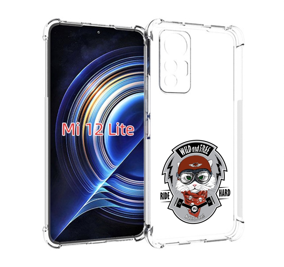 Чехол MyPads кошка в шлеме для Xiaomi 12 Lite