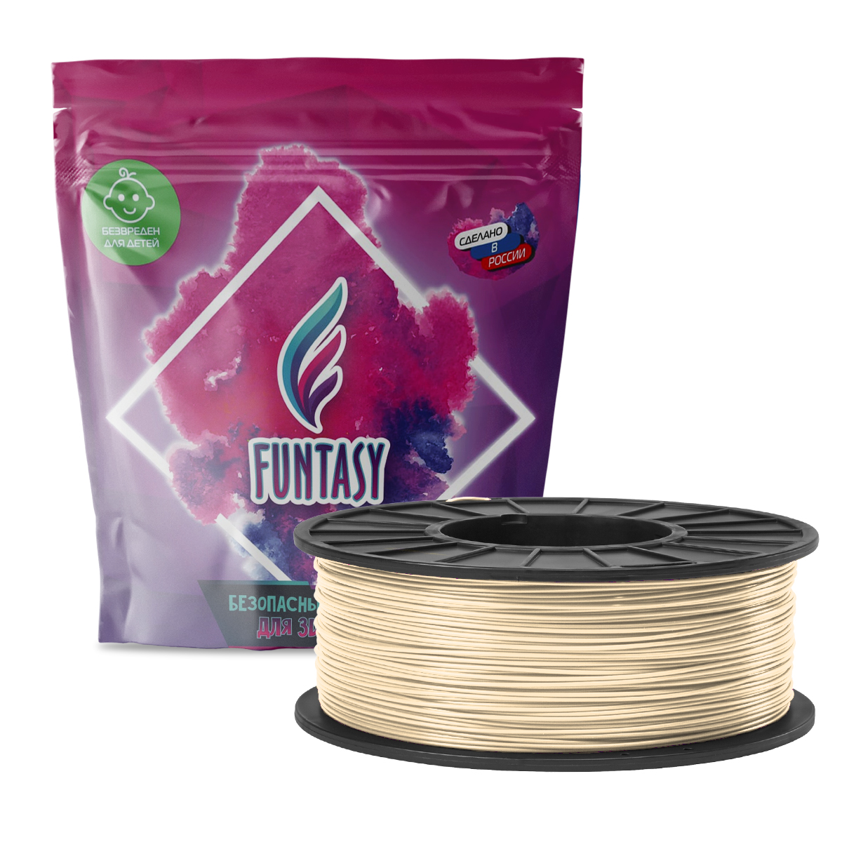 

Пластик в катушке Funtasy ABS,1.75 мм,1 кг, цвет Бежевый, ABS-1KG