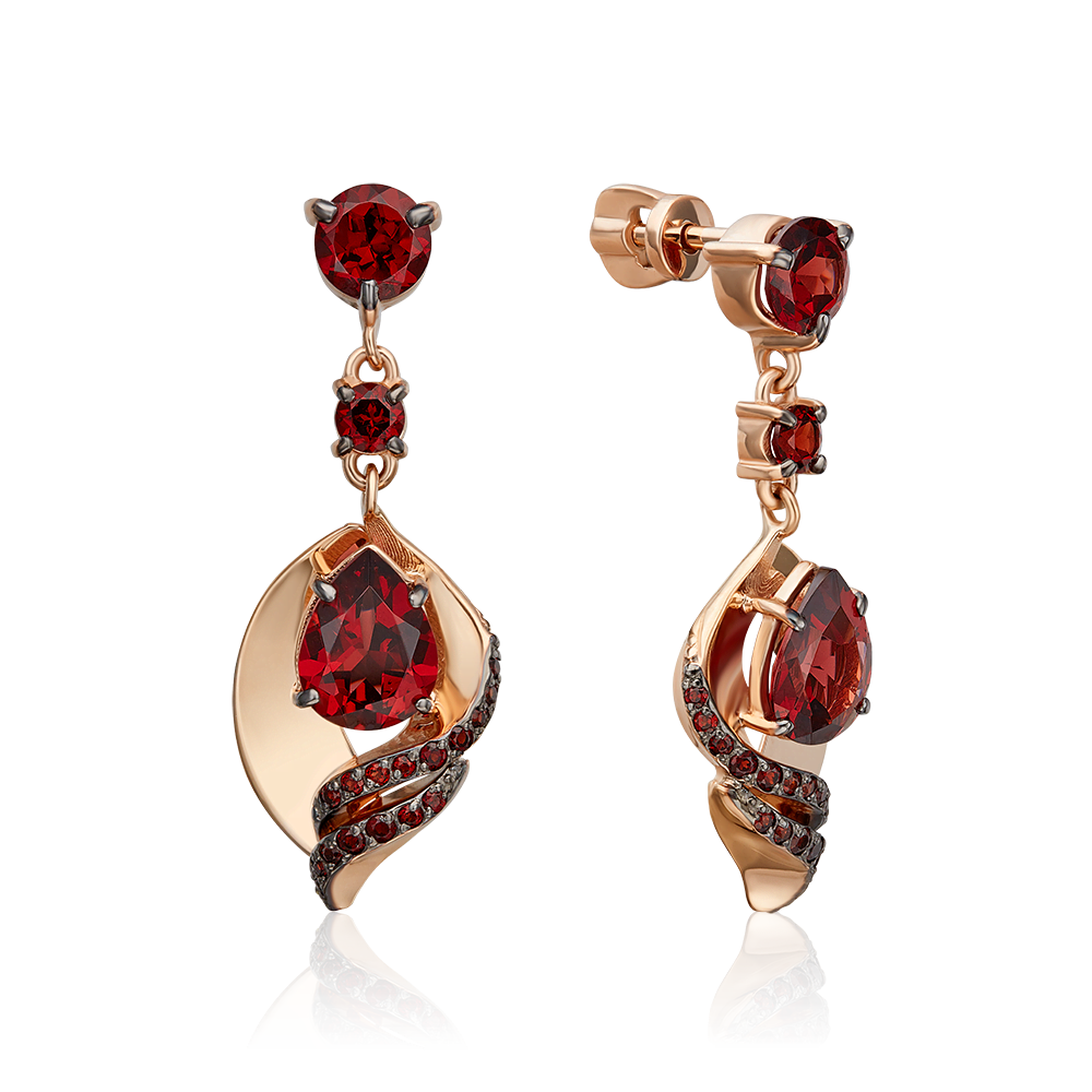 

Серьги подвески из красного золота PLATINA jewelry 02-5182-00, гранат, 02-5182-00