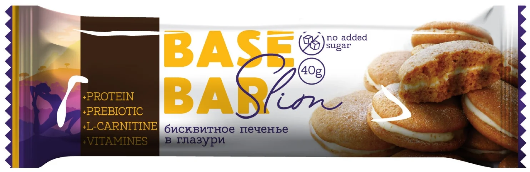 Протеиновый батончик Base Bar Slim 40 г с L-карнитином бисквитное печенье 6 шт.