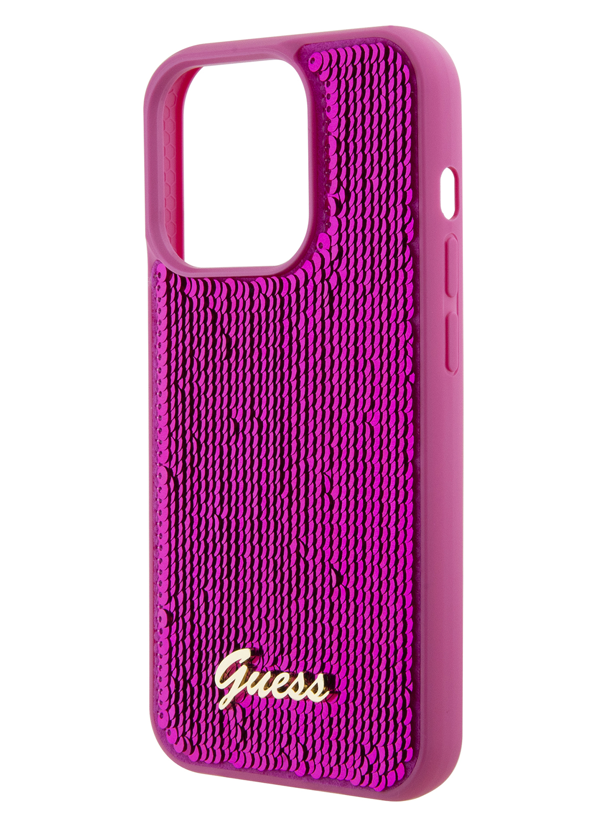 Чехол Guess для iPhone 15 Pro metal logo Hard Fuchsia 600013691407 фиолетовый