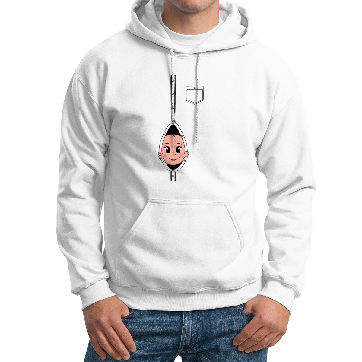 

Худи унисекс CoolPodarok пузожитель белое 50 RU, M0113557