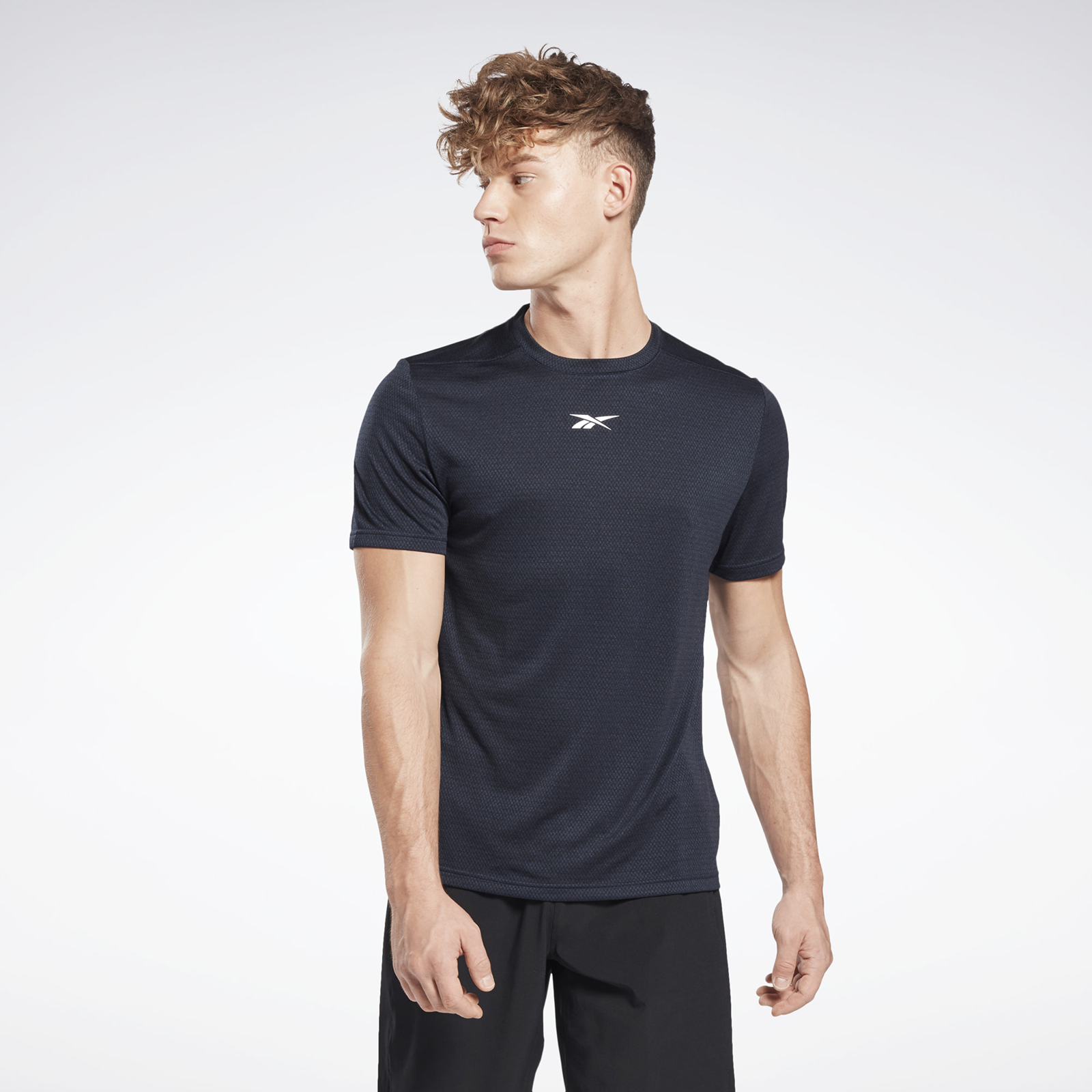 фото Футболка мужская reebok workout melange ss tee синяя xs