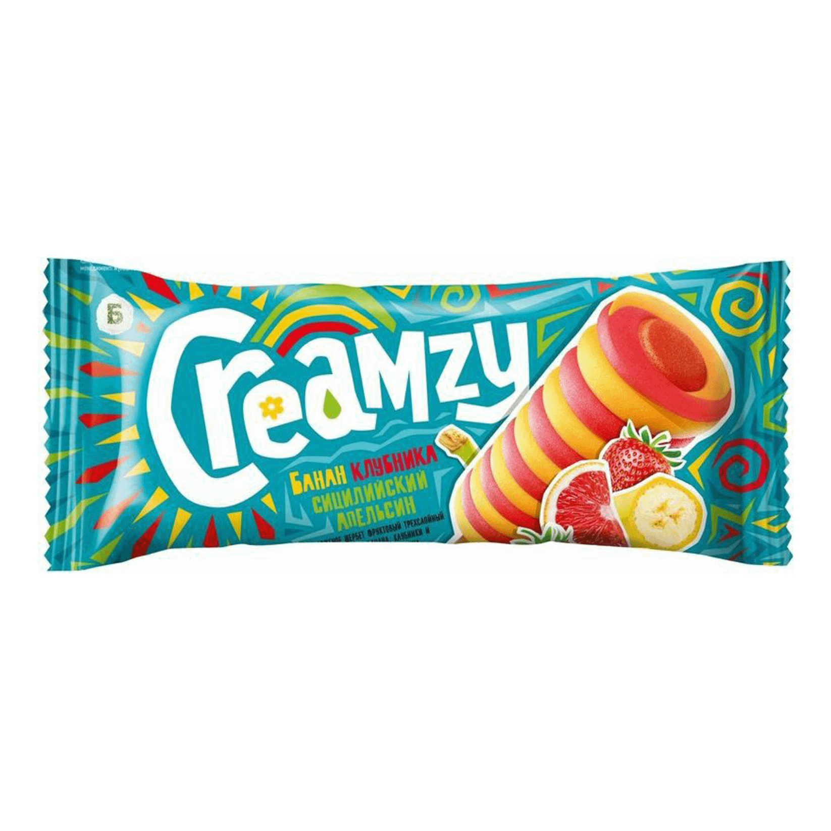 

Щербет фруктовый Creamzy трехслойный банан-клубника-сицилийский апельсин БЗМЖ 70 г