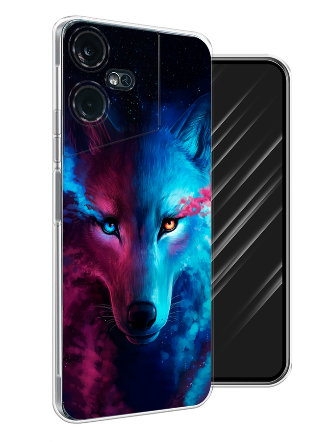 

Чехол Awog на Tecno Pova Neo 3 "Волшебный волк", Голубой;розовый, 304450-1