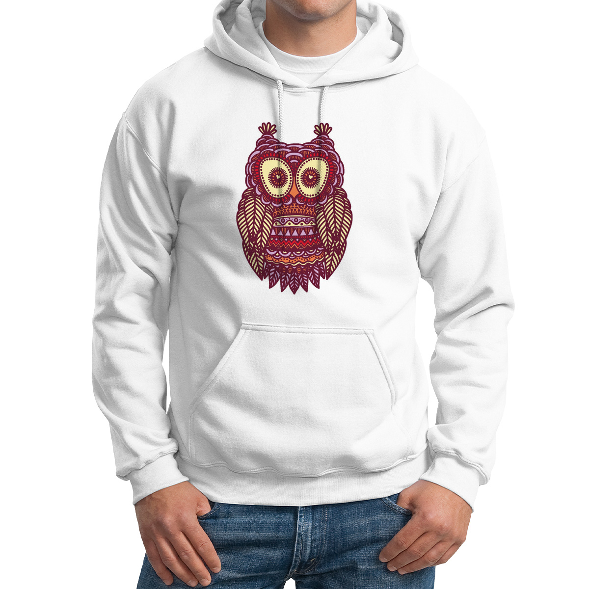 

Худи унисекс CoolPodarok Сова белое 50 RU, Белый, M0113609
