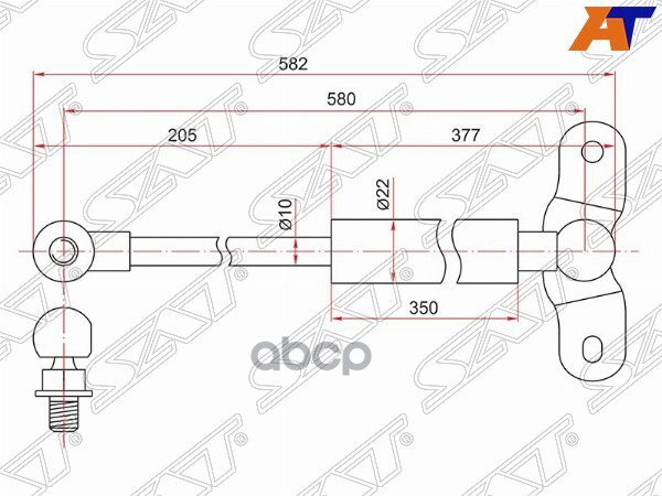 

SAT ST-04746-S3N-000 Амортизатор крышки багажника HONDA ODYSSEY RA6 99-03 LH 1шт