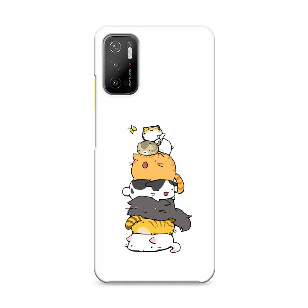 фото Пластиковый чехол "бутерброд из котиков" на xiaomi poco m3 pro awog