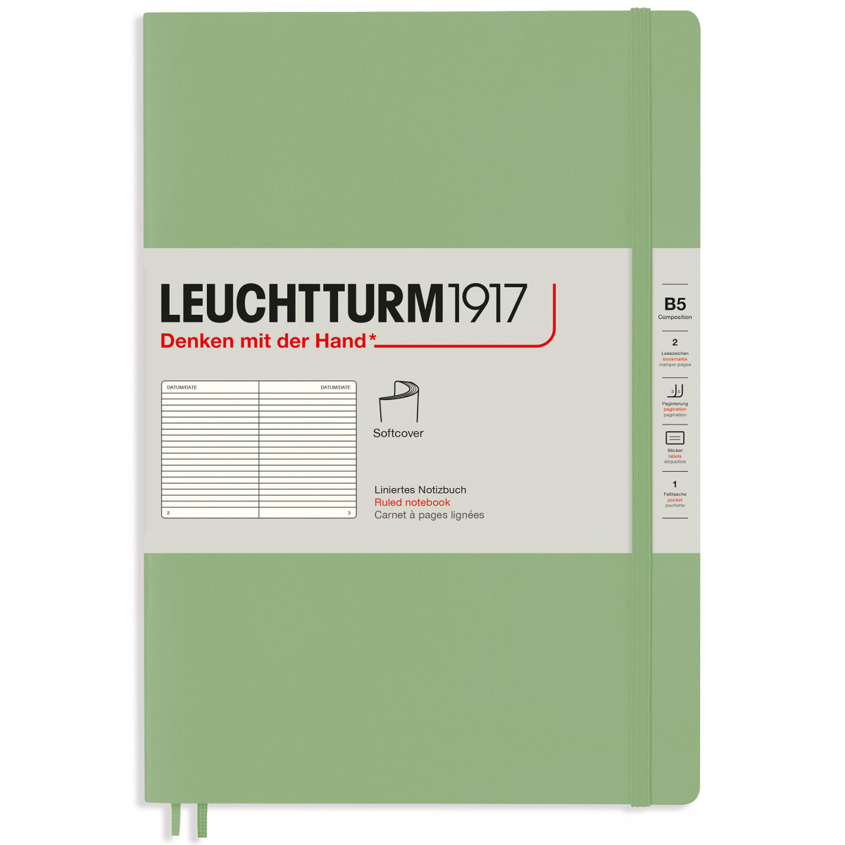 Записная книжка Leuchtturm Composition B5 Sage мягкая обложка 123 стр линейка 363927 3649₽