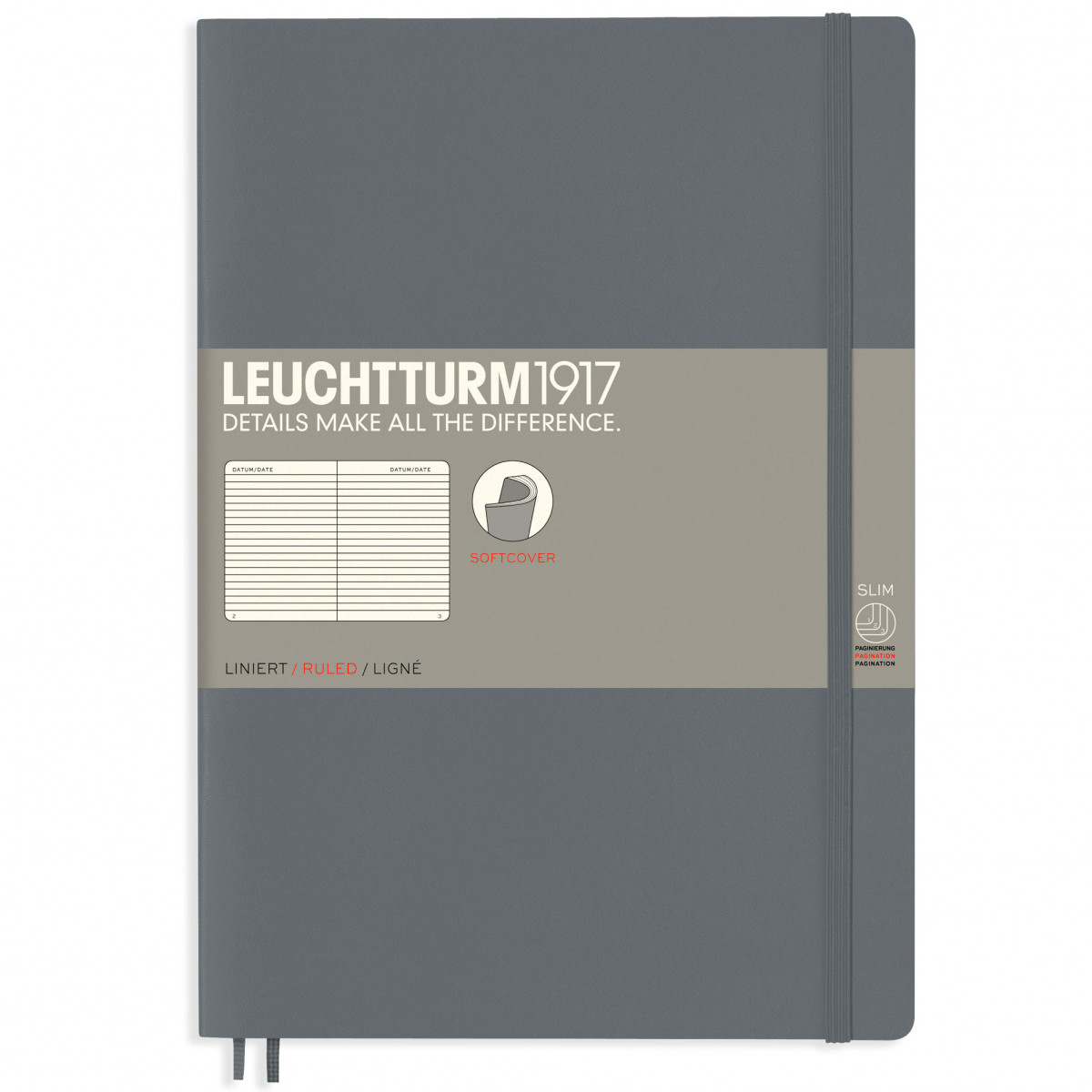 фото Записная книжка leuchtturm composition b5 anthracite мягкая обложка 123 стр линейка (35531 leuchtturm1917