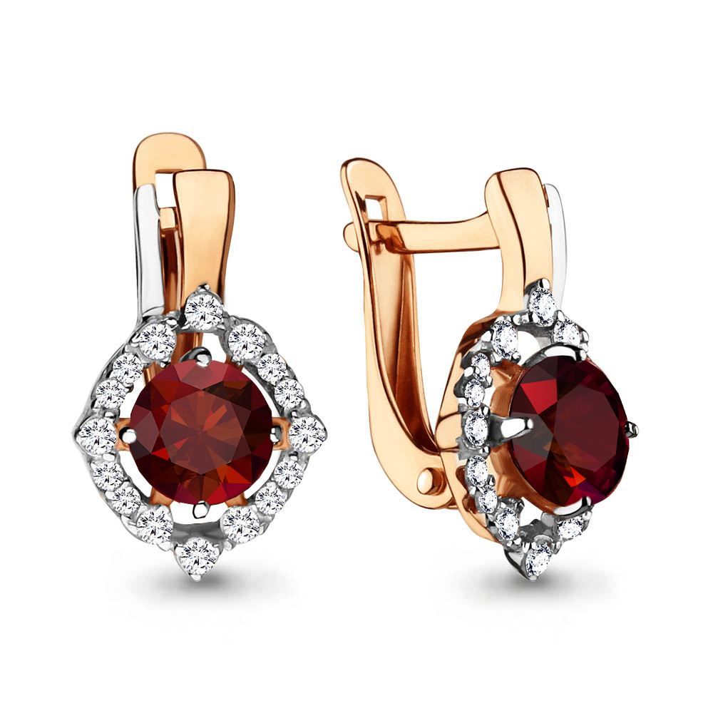 

Серьги из красного золота с гранатом Aquamarine 4496503А_585_кз, 4496503А_585_кз