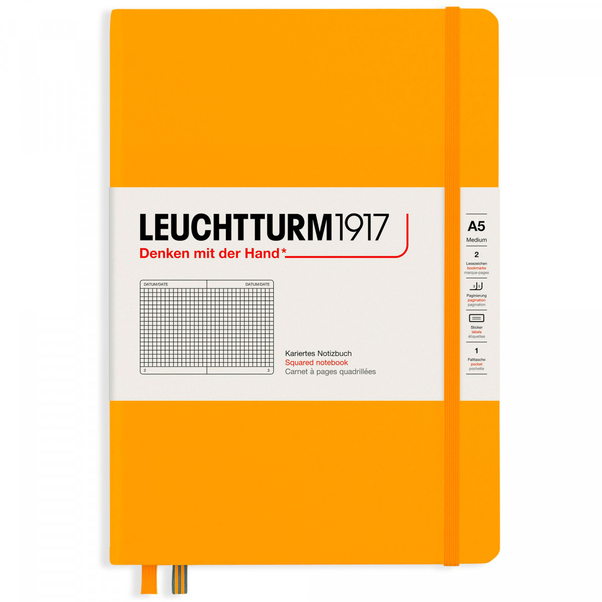 

Записная книжка Leuchtturm Rising Colours A5 Rising Sun твердая обложка 251 стр клетка 36