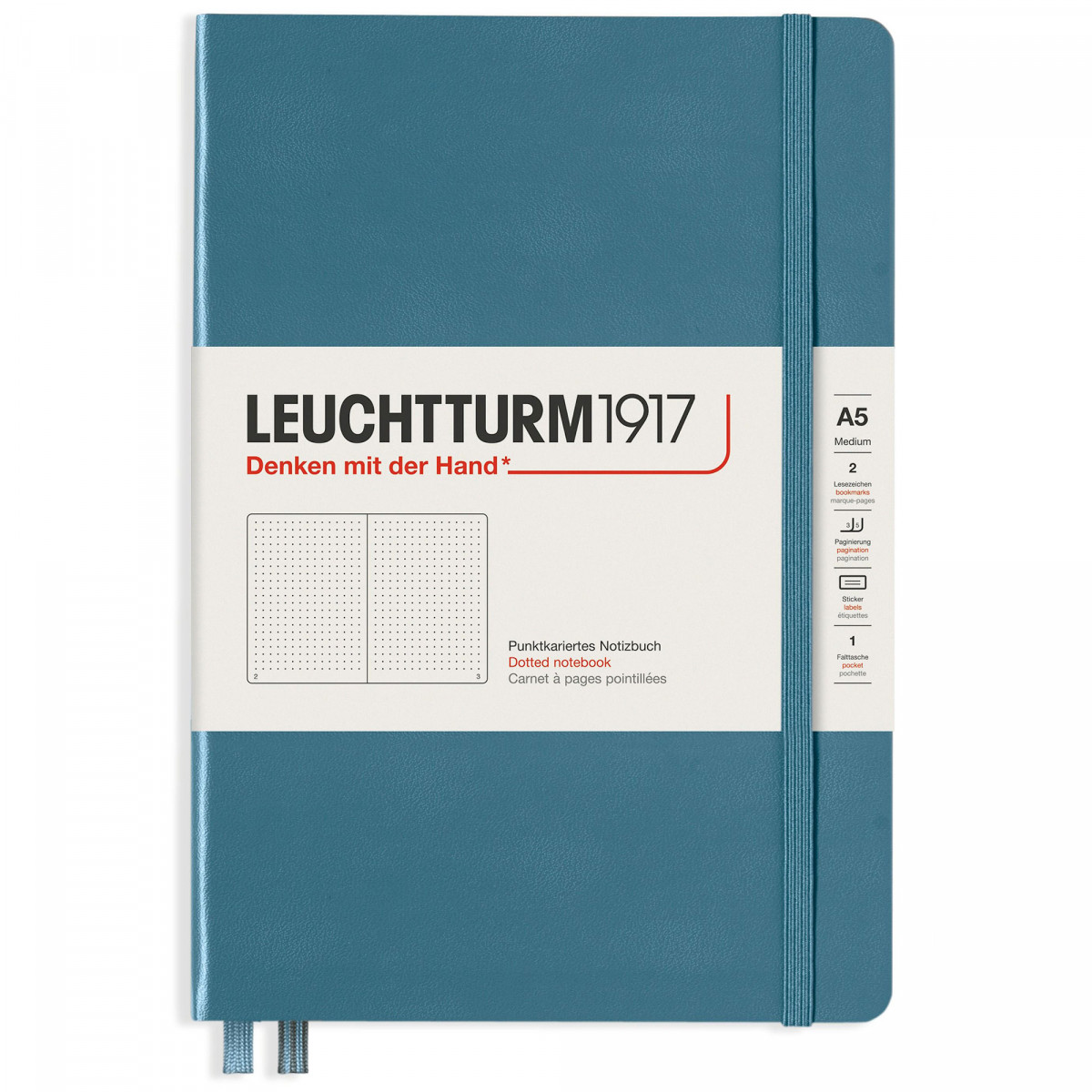 Записная книжка Leuchtturm Rising Colours A5 Stone Blue твердая обложка 251 стр точка 363 3388₽