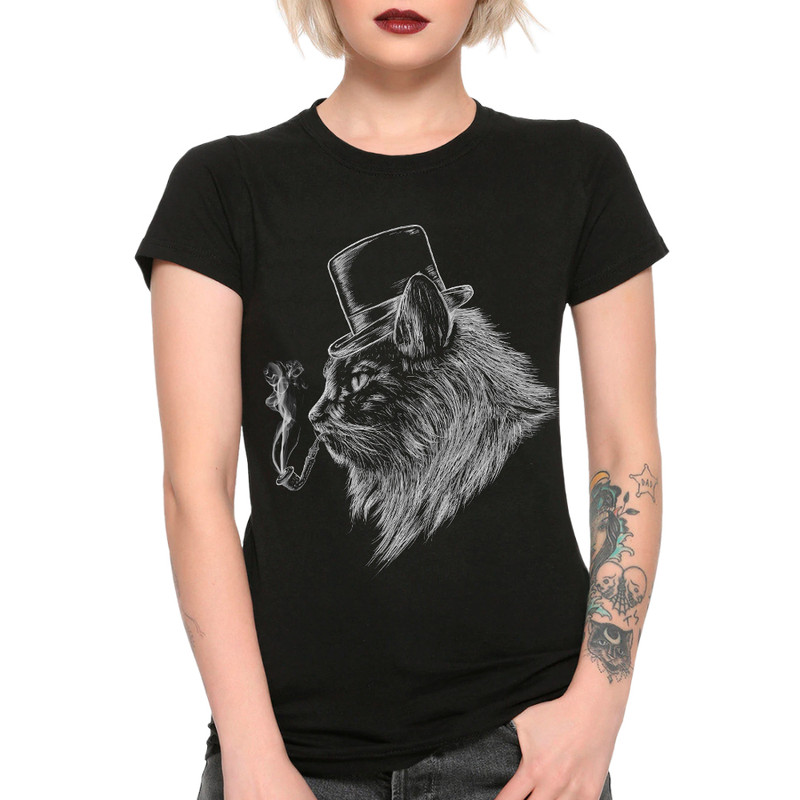 

Футболка женская Dream Shirts Кот - Джентельмен черная XL, Черный, Кот - Джентельмен
