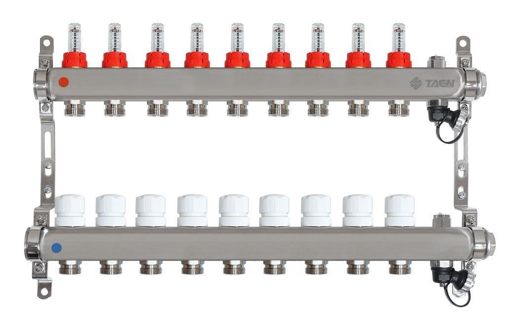 Коллекторная группа для теплого пола TAEN 1x3/4x9 вых. с расходомерами, ручным воздухо-ом