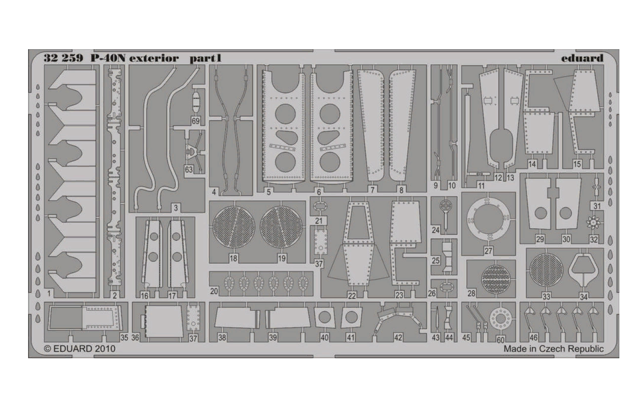 

32259 Eduard 1/32 Фототравление для P-40N exterior, Цветной