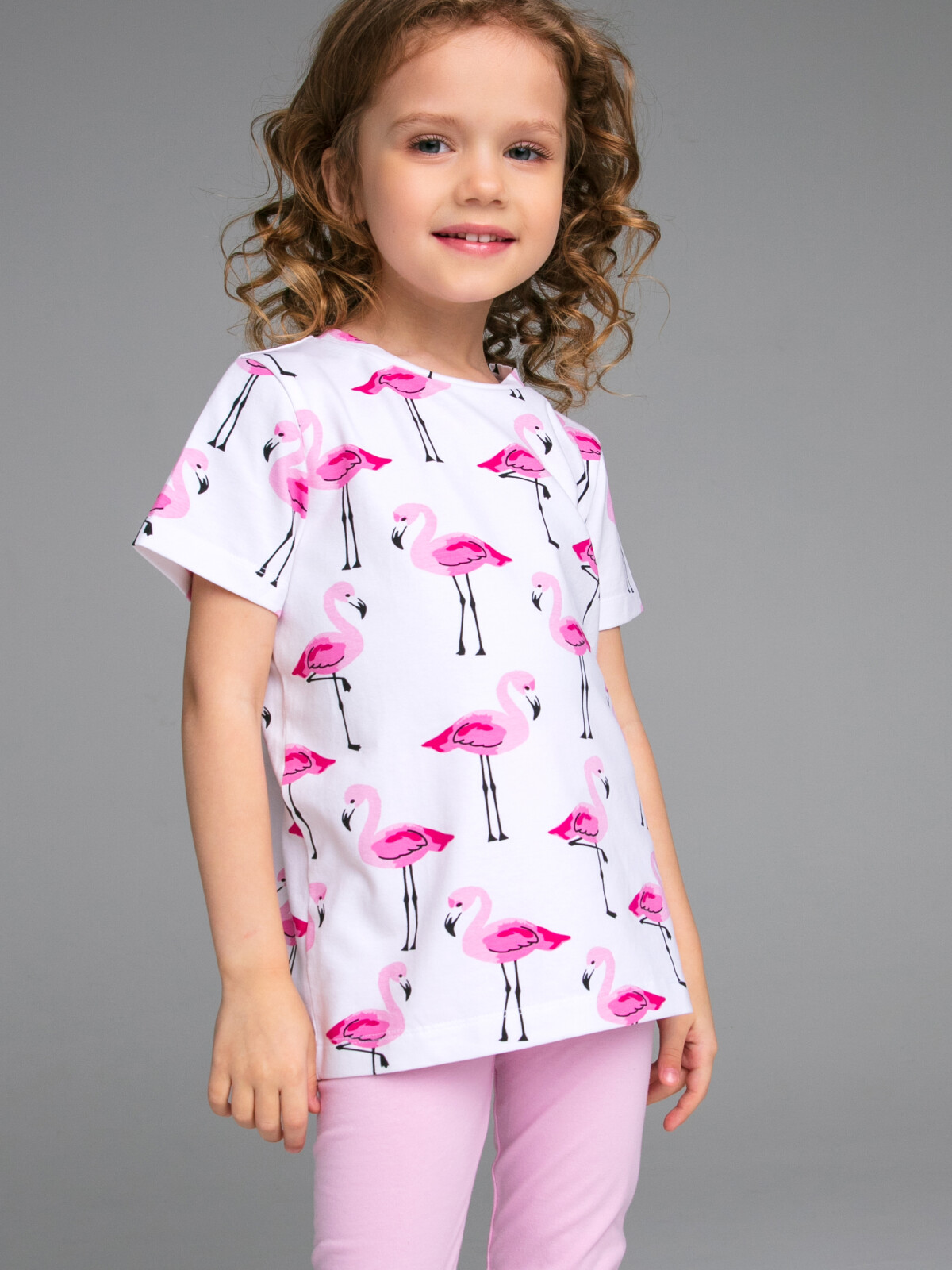 

Футболка детская PlayToday трикотажная, белый-розовый размер 104, 12322052