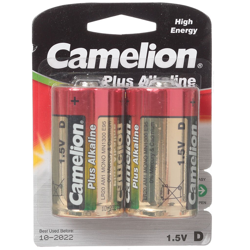 Батарейка Camelion Plus Alkalin LR20-BP2 D 1,5V, 2 шт.