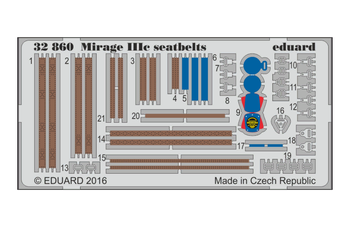 

32860 Eduard 1/32 Фототравление для Mirage IIIc seatbelts, Цветной