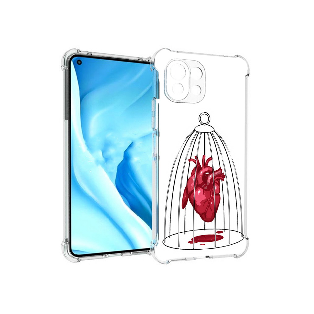 

Чехол MyPads Tocco для Xiaomi Mi 11 Lite сердце в клетке (PT159462.256.597), Прозрачный, Tocco