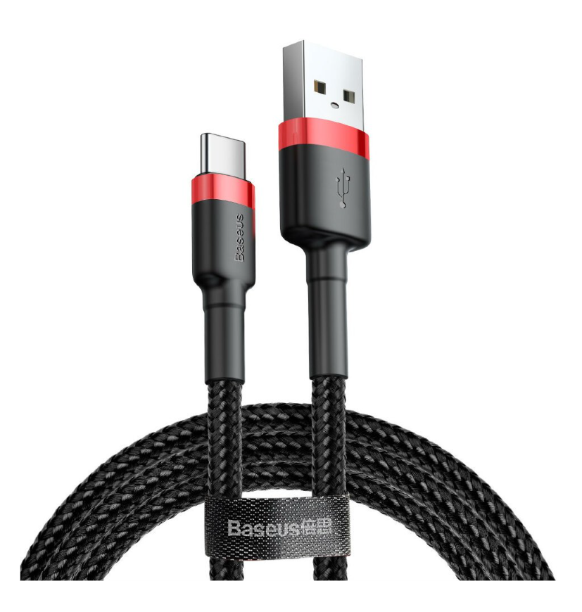 Кабель Baseus Cafule USB - Type-C, 2A, 3 м, черный/красный (CATKLF-U91)