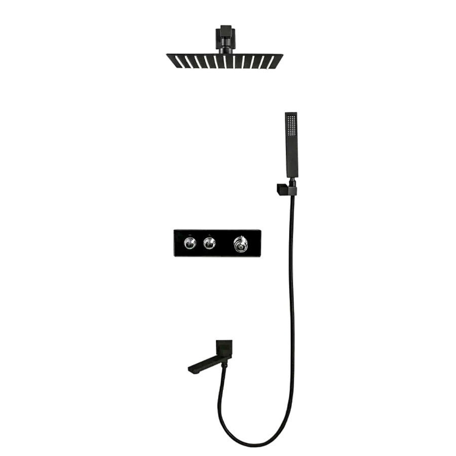 Встраиваемый душевой комплект ALMAes с термостатом на 3 положения Stora TVZ-0899 чёрный