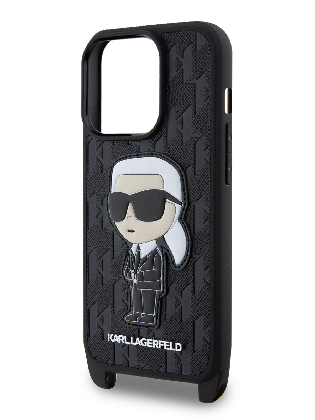 Чехол Karl Lagerfeld для iPhone 15 Pro с ремешком NFT Karl Hard Black