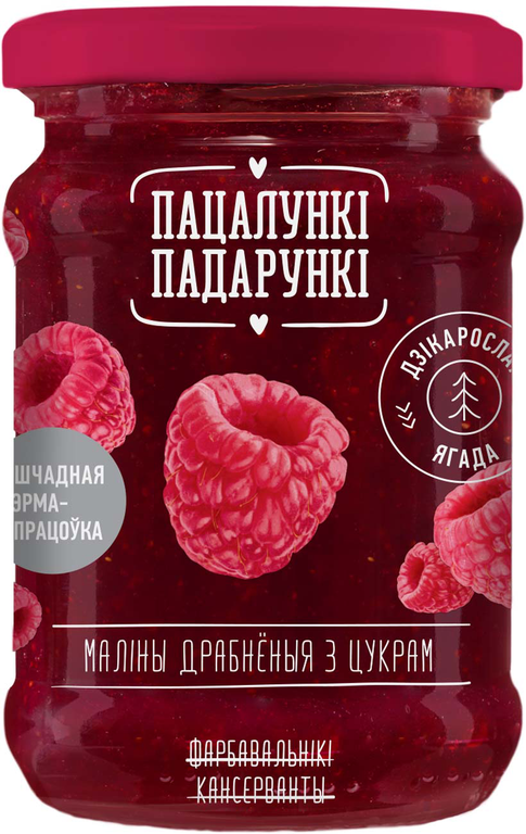

Малина протёртая с сахаром Пацалункi-Падарункi, Беларусь, 350 гр.