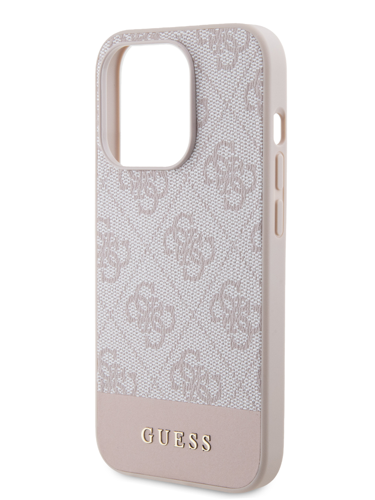 Чехол Guess для iPhone 15 Pro Bottom stripe Metal logo Hard Pink