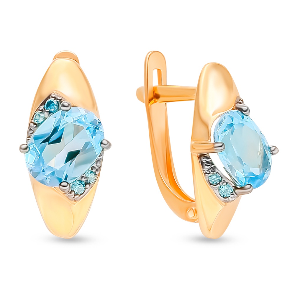 

Серьги из красного золота 585Gold 4300130510, топаз/фианит, 4300130510