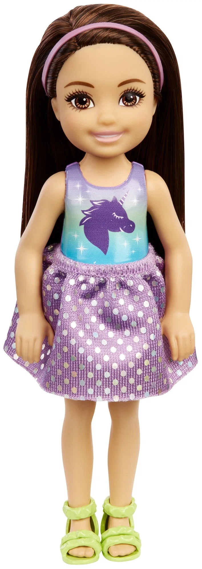 Кукла Barbie Семья Челси, DWJ33 брюнетка с единорогом