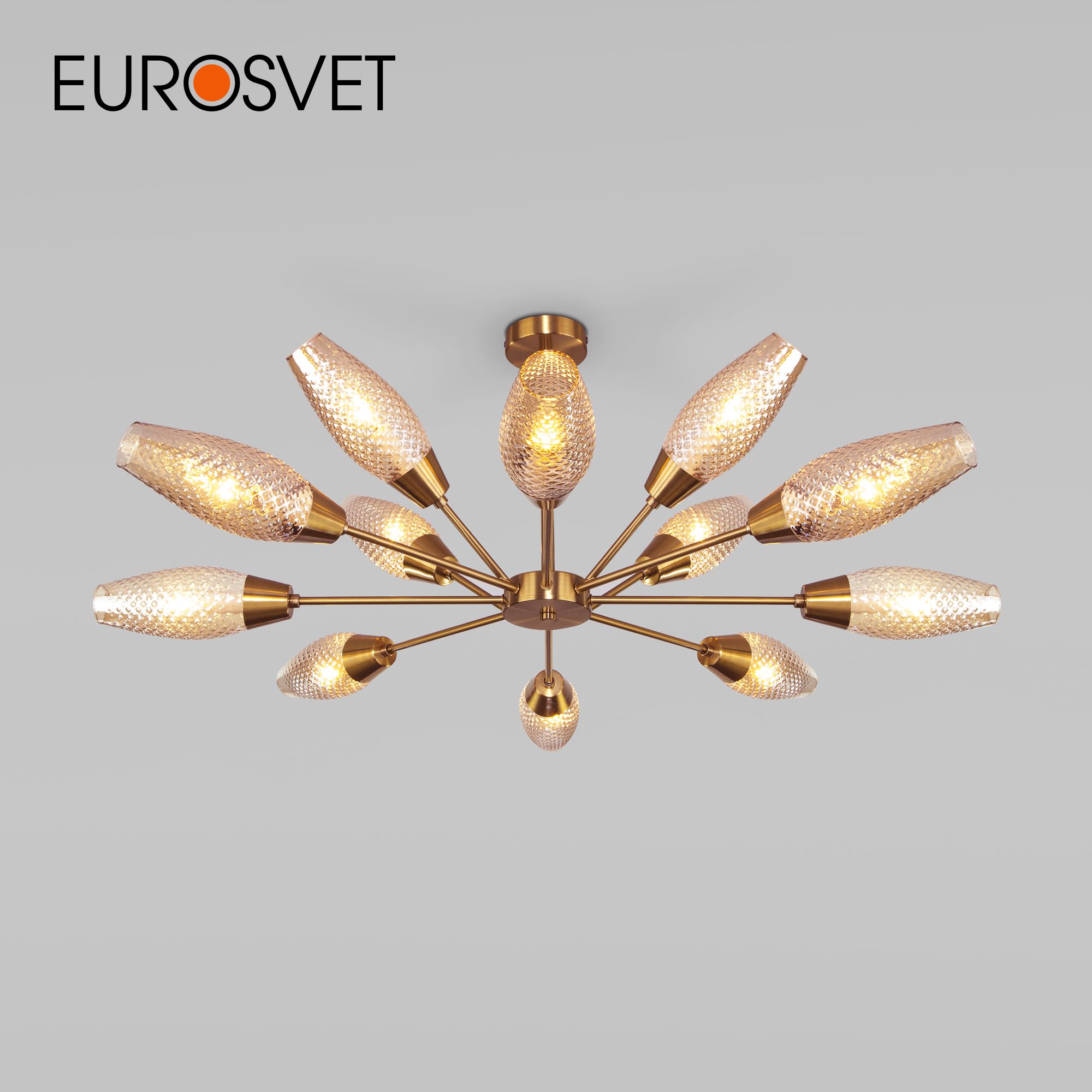 

Потолочная люстра на 12 стеклянных плафонов Eurosvet Thalia 60140/12 Е14 золото