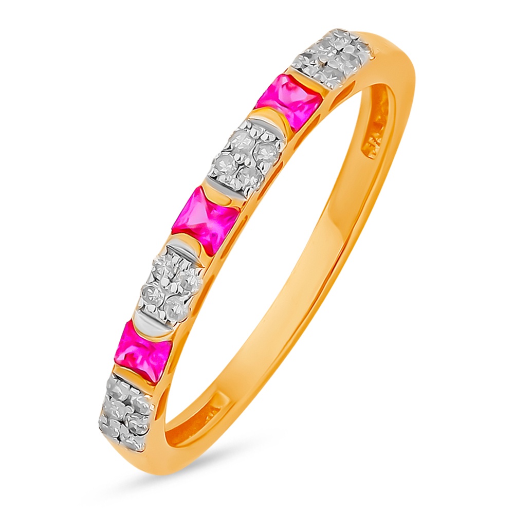 

Кольцо из золота р. , 585Gold 4300133113, рубин искусственный\бриллиант, 4300133113