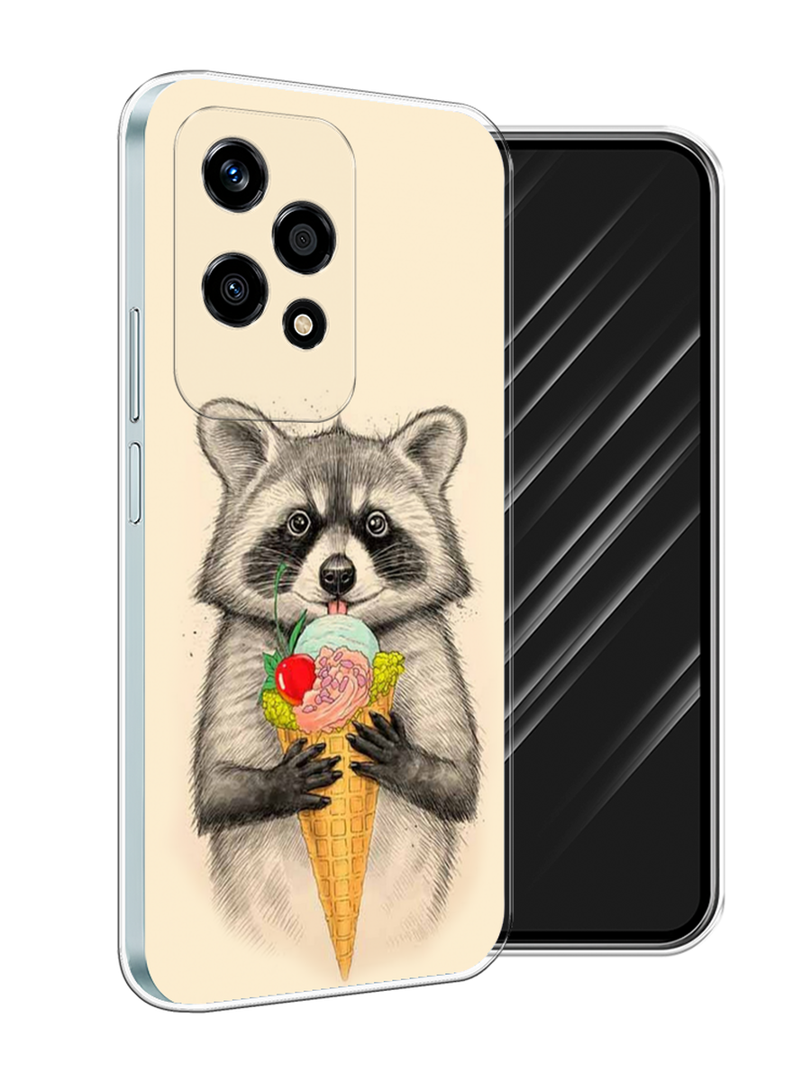 

Чехол Awog на Honor 200 Lite "Енот с мороженым", Бежевый;серый, 6124650-1