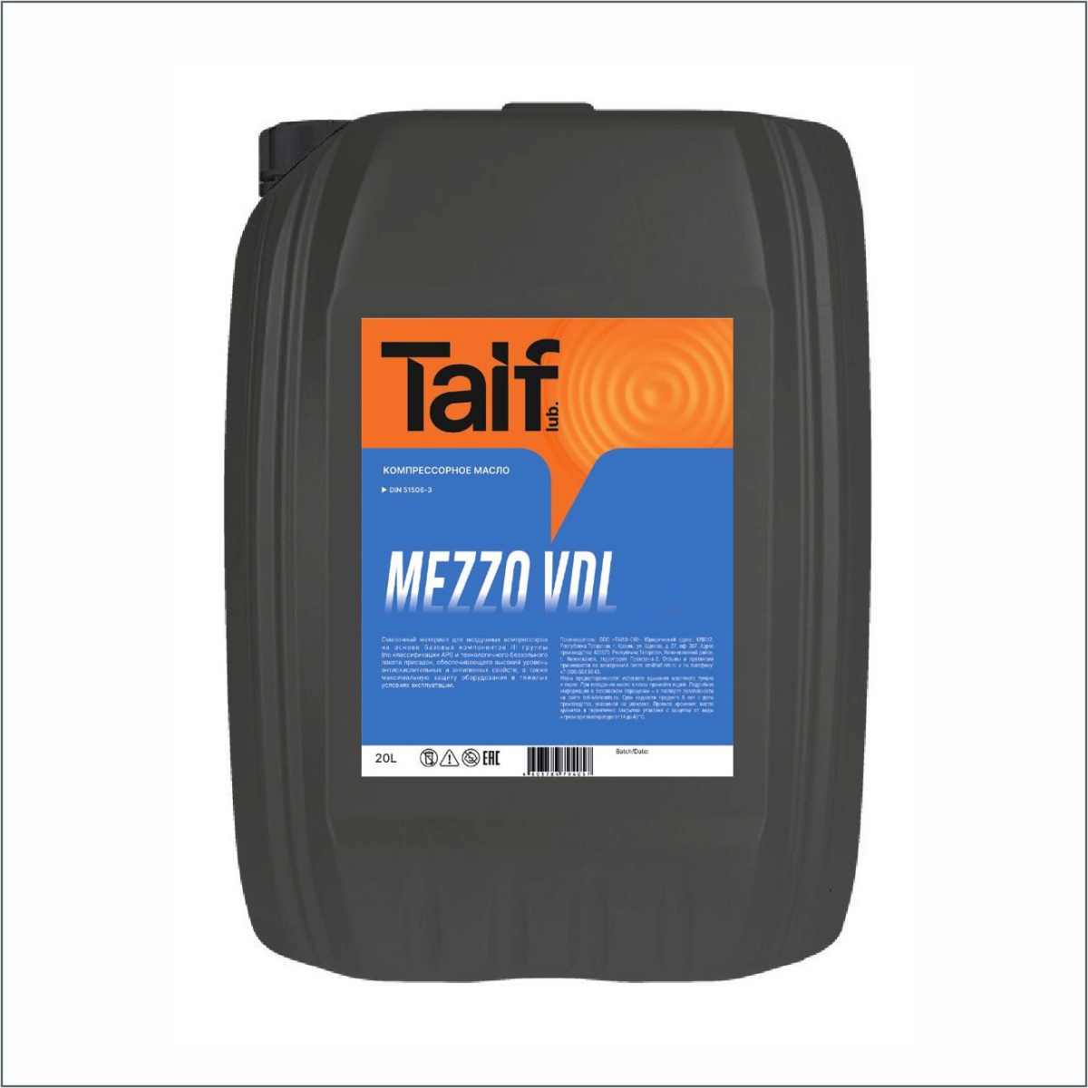 Компрессорное масло TAIF MEZZO VDL 68 (213058) 20 л
