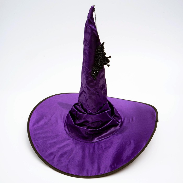 Карнавальная шляпа Хэллоуин драпированная, с летучей мышью, фиолетовая, 56-58 шлейка двуслойная неопрен и полиэстер светоотражающая 44 68 х 2 см фиолетовая