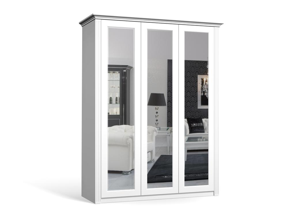 

Шкаф распашной Классика Люкс-3.2 МДФ с зеркалом трёхдверный 140x210x60 Мегамебель, Белый, Классика-Люкс-3.2