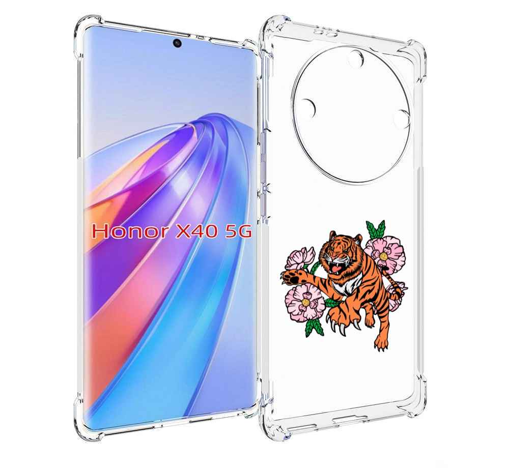 

Чехол MyPads тигры-цветочные для Honor X40, Прозрачный, Tocco
