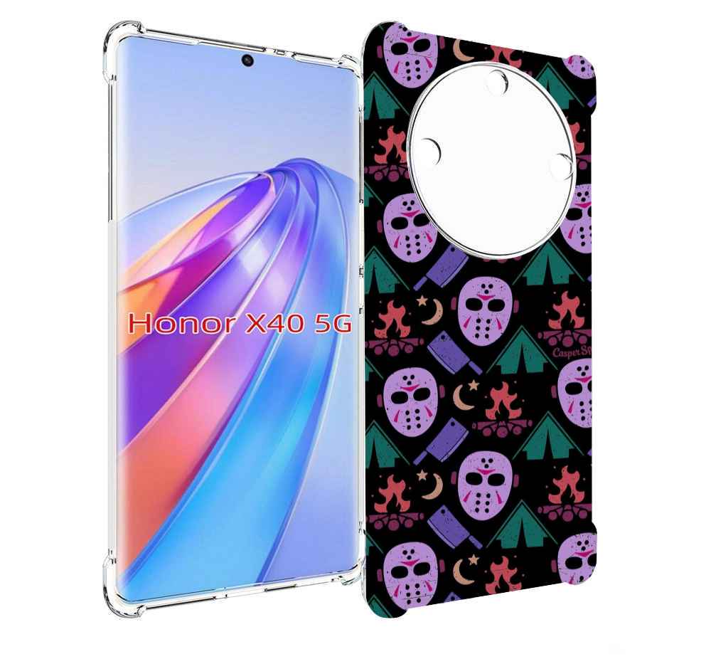 

Чехол MyPads фиолетовые маски для Honor X40, Прозрачный, Tocco