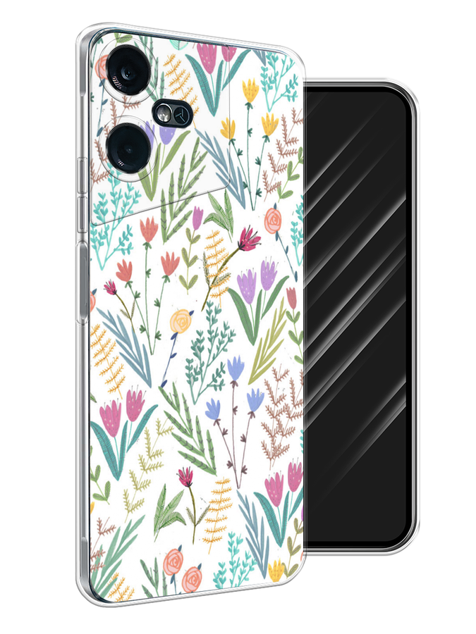 

Чехол Awog на Tecno Pova Neo 3 "Полевые цветы рисунок", Белый;зеленый, 304450-8