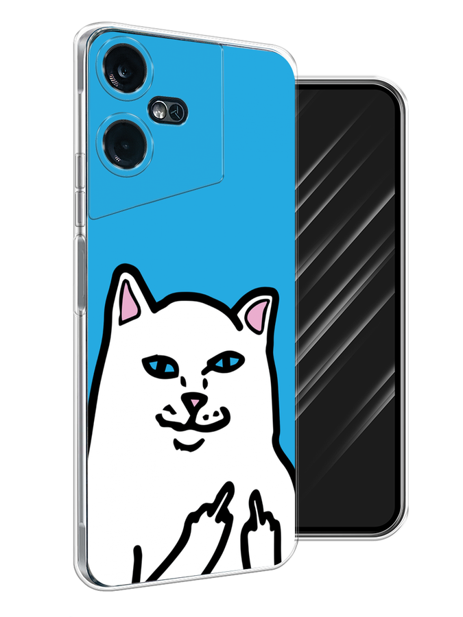 

Чехол Awog на Tecno Pova Neo 3 "Кот жесть", Белый;голубой;черный, 304450-9