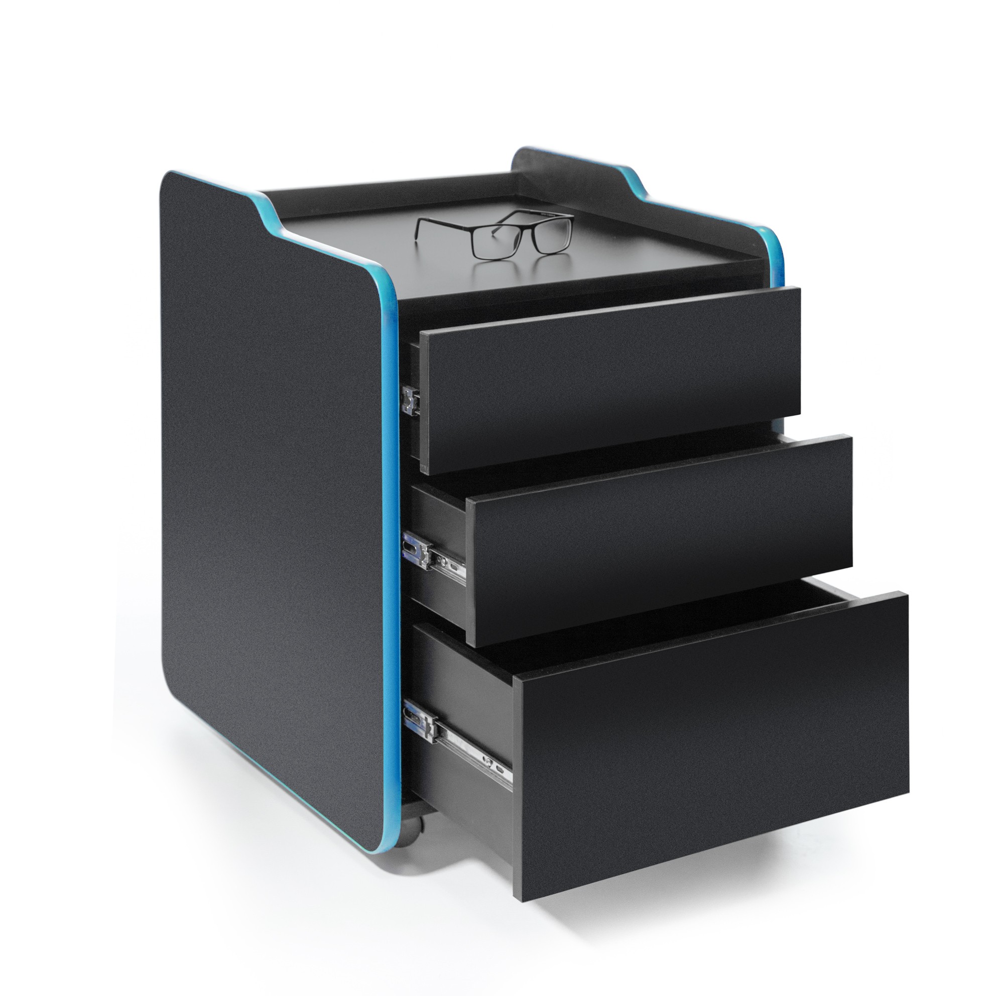 Тумба для игрового компьютерного стола VMMGAME CASE 50 с ящиками, черно-синий