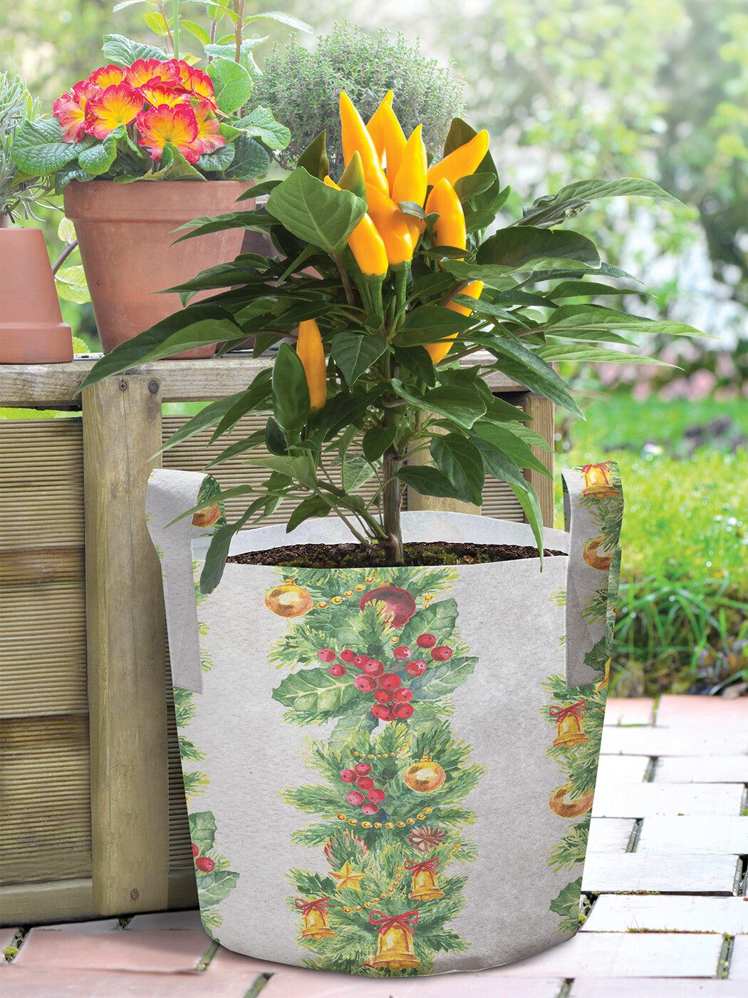 

Большая текстильная корзина JoyArty Новогодняя лиана 27 л, Серый, Новогодняя лиана