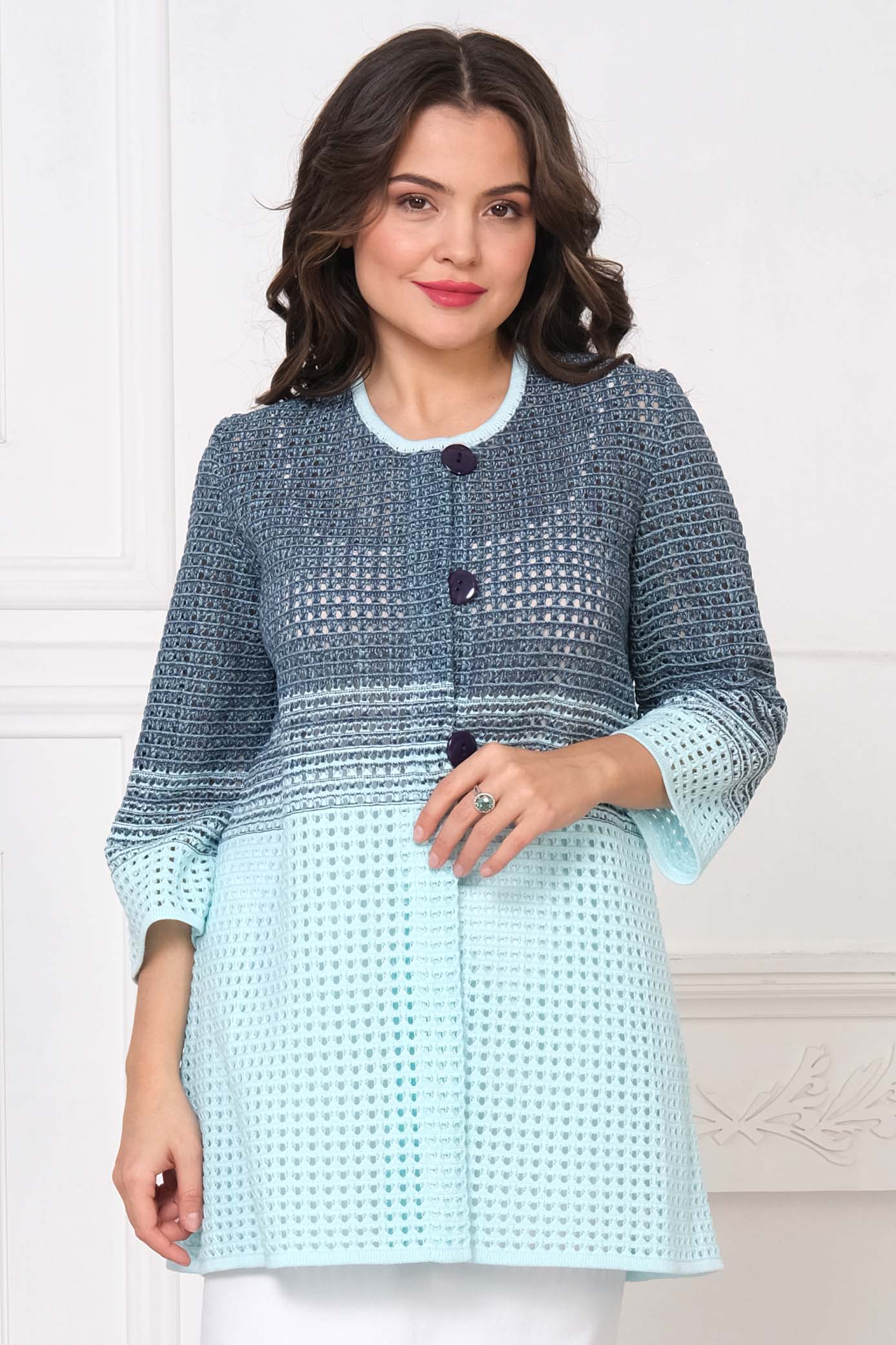 

Кардиган женский Злата Стиль Н 1458* голубой 50 RU, Н 1458*