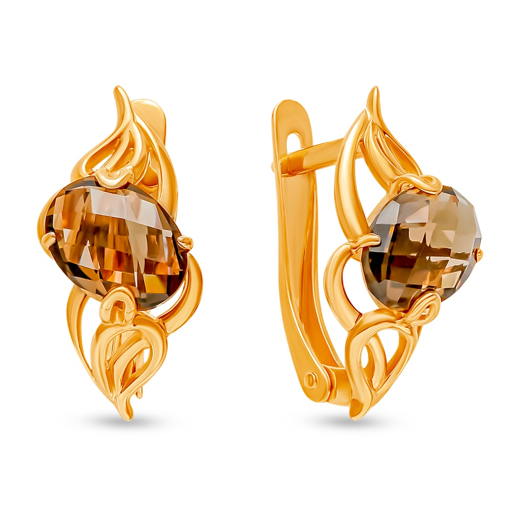 

Серьги из красного золота 585Gold 4300136976, раухтопаз, 4300136976