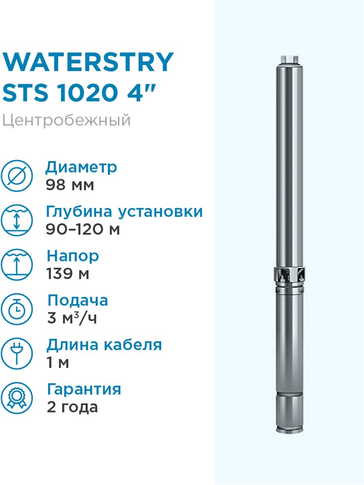 WATERSTRY STS 1020 4 1х220V 1,1kW (встроенный конденсаторный блок) -