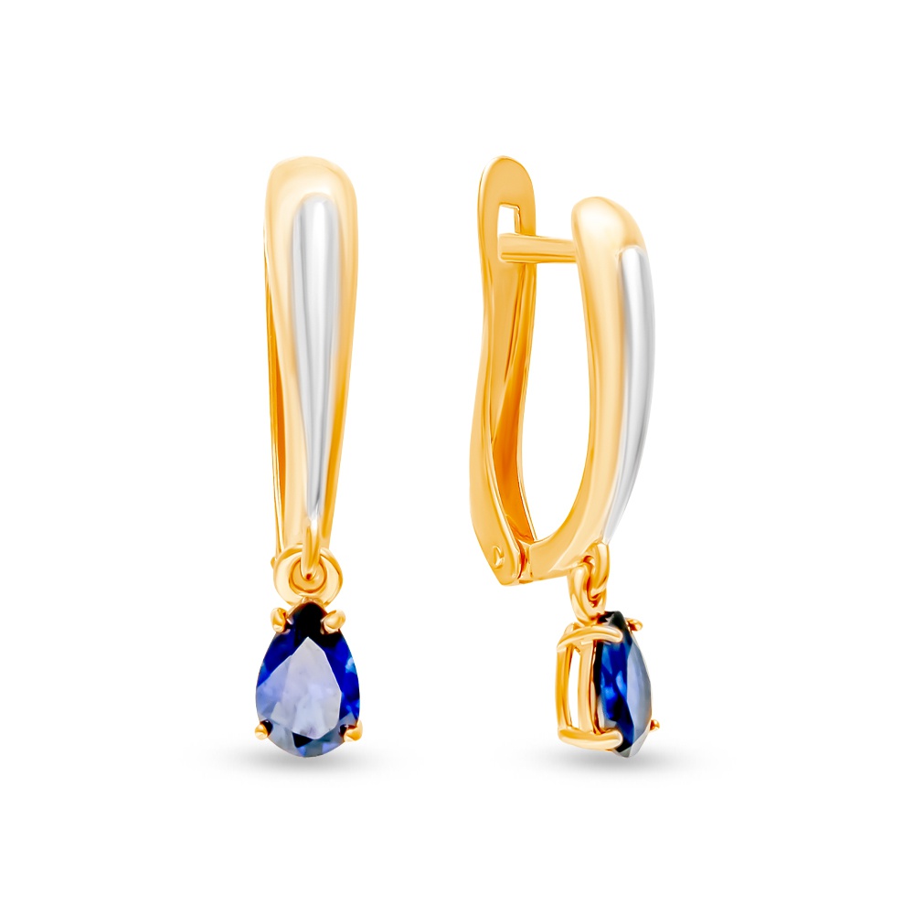 

Серьги из красного золота 585Gold 4300137714, сапфир искусственный, 4300137714