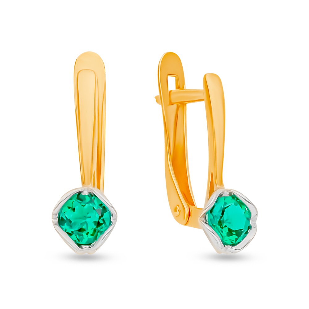 

Серьги из красного золота 585Gold 4300137768, изумруд искусственный, 4300137768