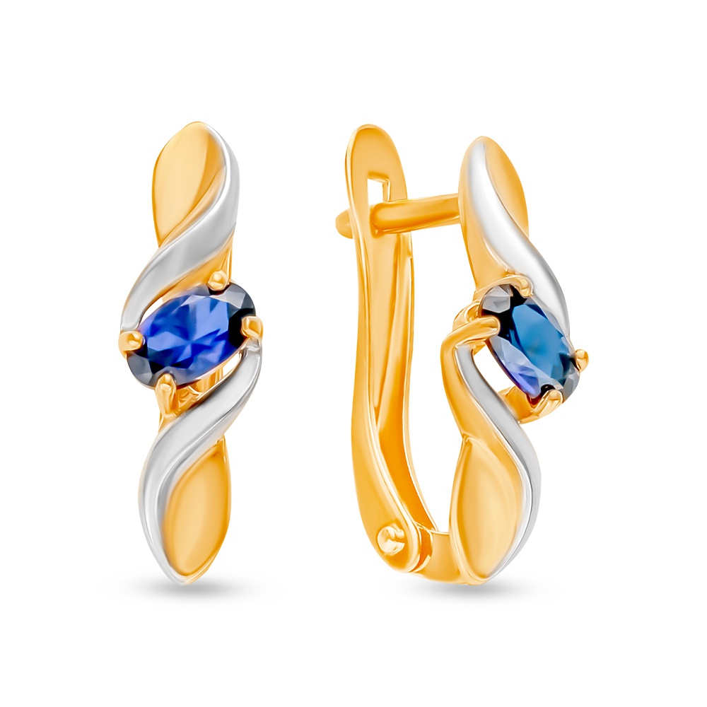 

Серьги из красного золота 585Gold 4300137779, сапфир искусственный, 4300137779